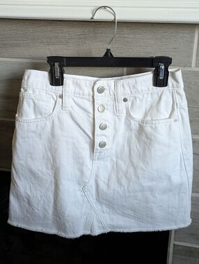 Madewell Rigid Denim A Line White Skirt